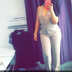 Cream halter top jumpsuit